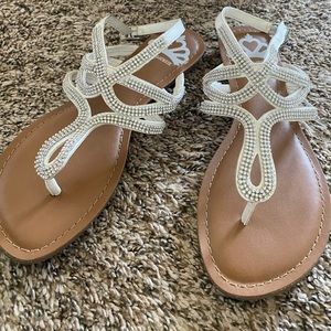 White sandals with strap